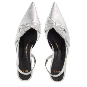 NWOT Nubikk US 6 / Euro 36 Queenie Ann Silver Metallic Shiny Pump Leather Kitten
